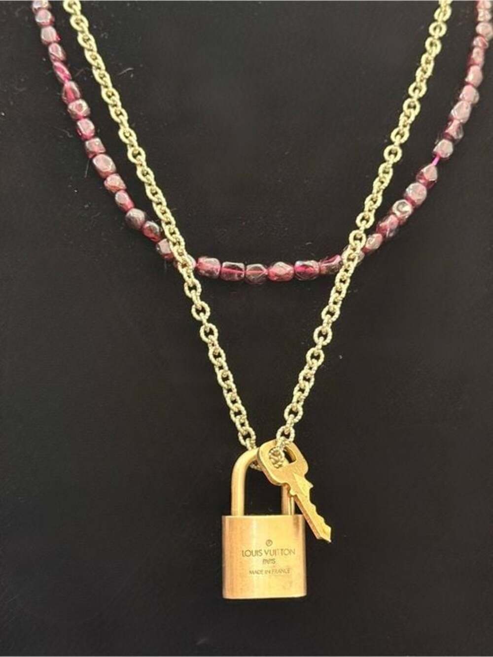 Vintage Louis Vuitton Luggage Padlock Adjustable Necklace With Matching Key